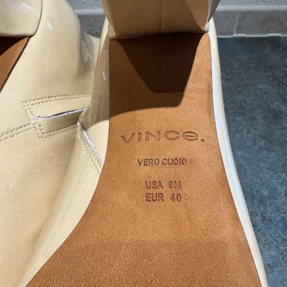 NWOB Vince Charli Beige Leather Patent Ankle Boots - 9